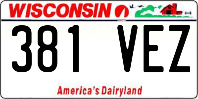 WI license plate 381VEZ