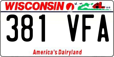 WI license plate 381VFA