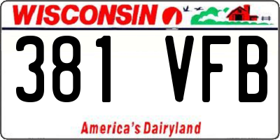 WI license plate 381VFB