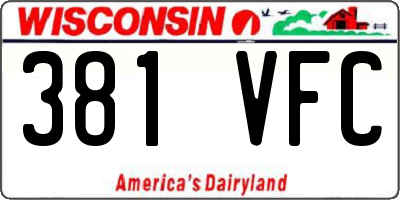 WI license plate 381VFC