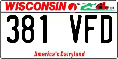 WI license plate 381VFD