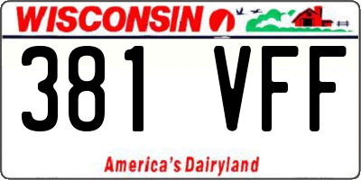 WI license plate 381VFF