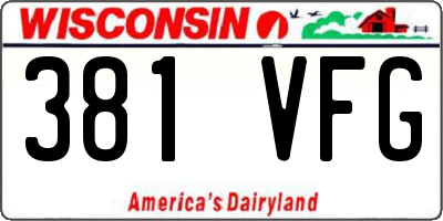 WI license plate 381VFG