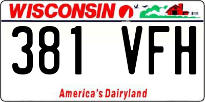 WI license plate 381VFH