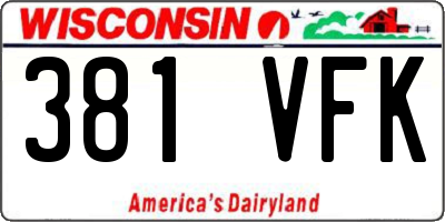 WI license plate 381VFK
