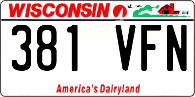 WI license plate 381VFN