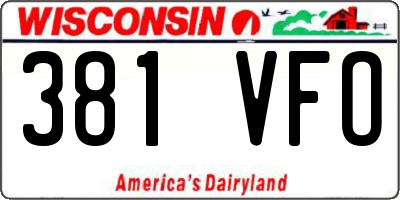 WI license plate 381VFO