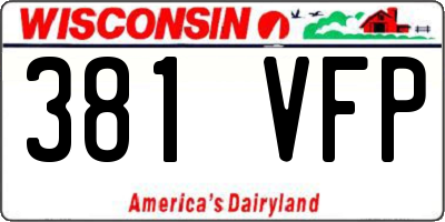 WI license plate 381VFP