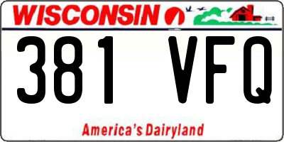 WI license plate 381VFQ