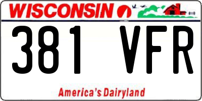 WI license plate 381VFR