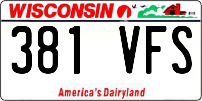 WI license plate 381VFS