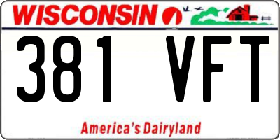 WI license plate 381VFT
