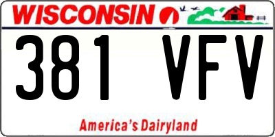WI license plate 381VFV