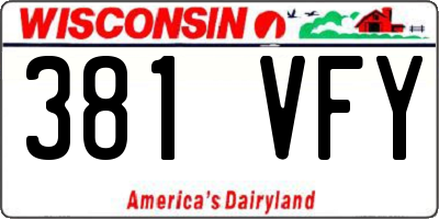 WI license plate 381VFY