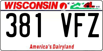WI license plate 381VFZ