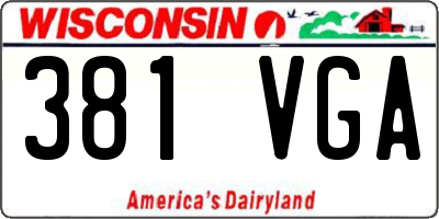 WI license plate 381VGA