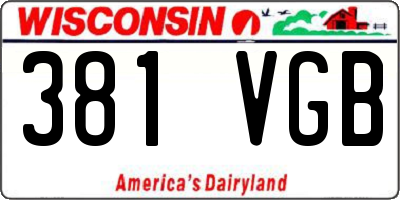 WI license plate 381VGB