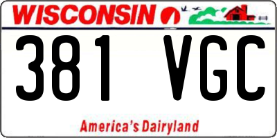 WI license plate 381VGC