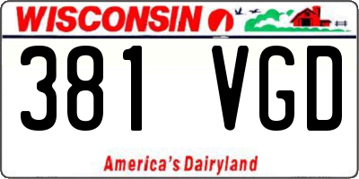 WI license plate 381VGD