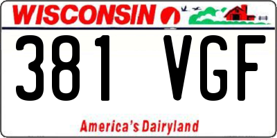 WI license plate 381VGF
