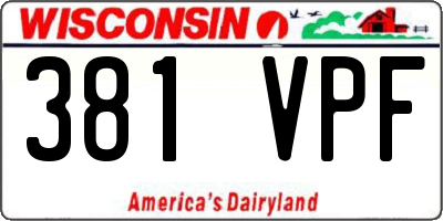 WI license plate 381VPF