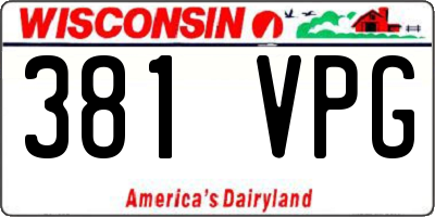 WI license plate 381VPG