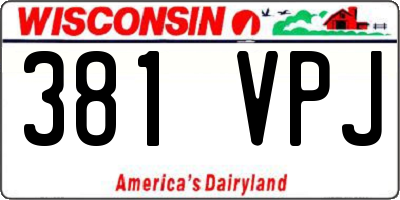 WI license plate 381VPJ