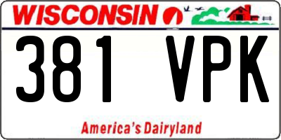 WI license plate 381VPK