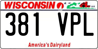 WI license plate 381VPL