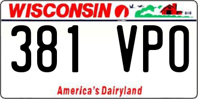 WI license plate 381VPO