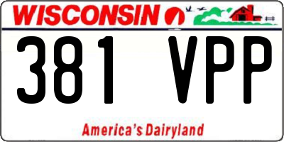 WI license plate 381VPP