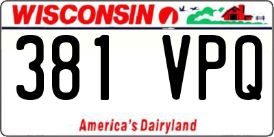 WI license plate 381VPQ