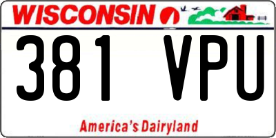WI license plate 381VPU