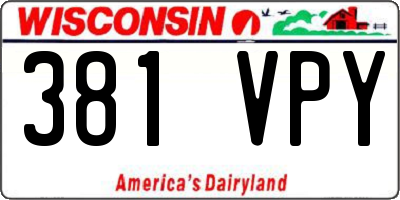 WI license plate 381VPY