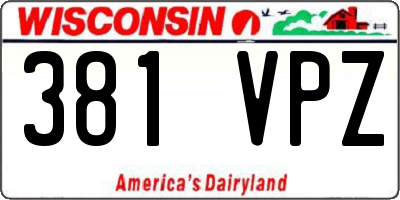 WI license plate 381VPZ