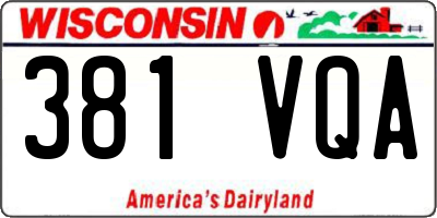 WI license plate 381VQA