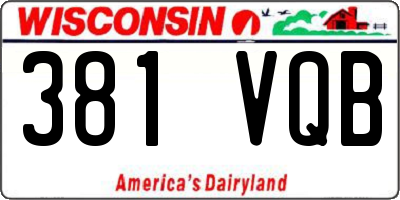 WI license plate 381VQB