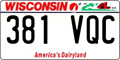 WI license plate 381VQC