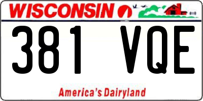 WI license plate 381VQE