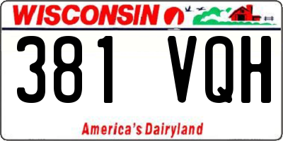 WI license plate 381VQH