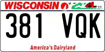 WI license plate 381VQK