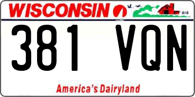 WI license plate 381VQN