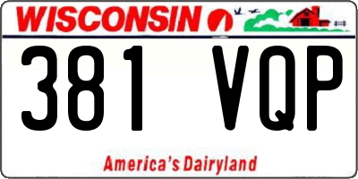 WI license plate 381VQP
