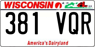 WI license plate 381VQR