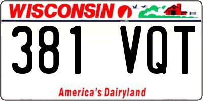 WI license plate 381VQT