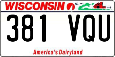 WI license plate 381VQU