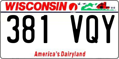 WI license plate 381VQY