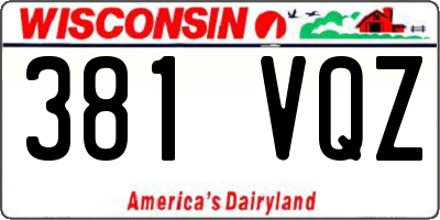 WI license plate 381VQZ