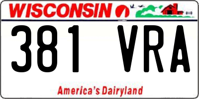 WI license plate 381VRA