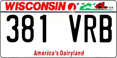 WI license plate 381VRB